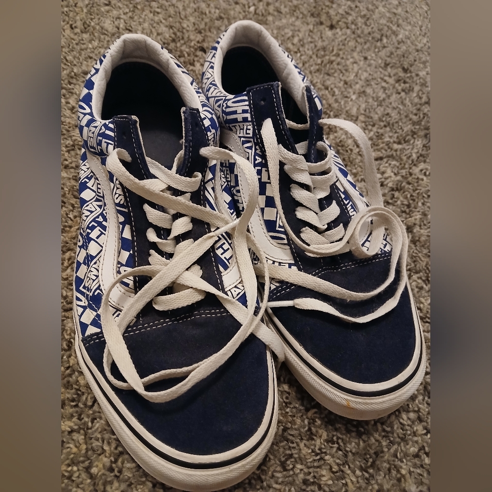 Vans Blue and White Checkered Sneakers - Picture 1 of 16